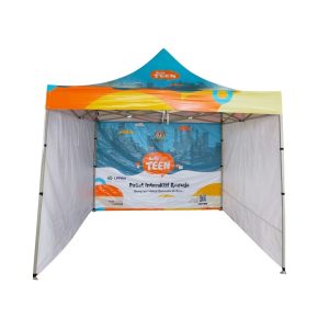 Foldable Tent With Printing 3m x 3m PVC Back Wall & Half Side Kafe Teen
