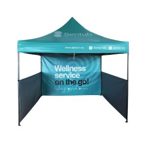 Foldable Tent With Printing 3m x 3m PVC Back Wall & Half Side Sentuh