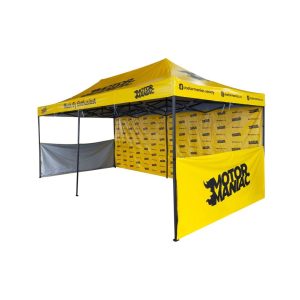 Foldable Tent With Printing 3m x 6m with Wall Back and Side Wall Motor Maniac