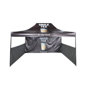 Foldable Tent With Printing 3m x 4.5m Full Back Wall and Side Single Tea