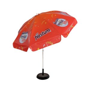 Round Parasol With Printing 96inch PVC Tarpaulin (8panels) Black Base Stand Nestum