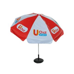 Round Parasol With Printing 96inch PVC Tarpaulin (8panels) Black Base Stand U Chat