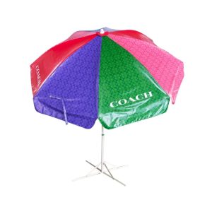 Round Parasol With Printing 96inch PVC Tarpaulin (8panels) Double Layer Outer and Inner Together Coach