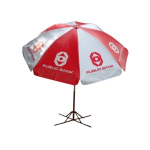 Round Parasol With Printing 96inch PVC Tarpaulin (8panels) Public Bank